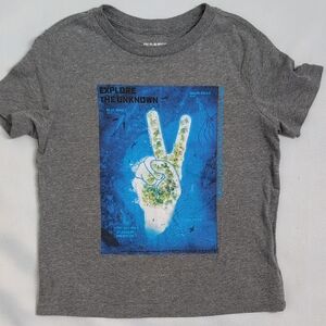 Old Navy Gray Tee with Blue Peace Graphic